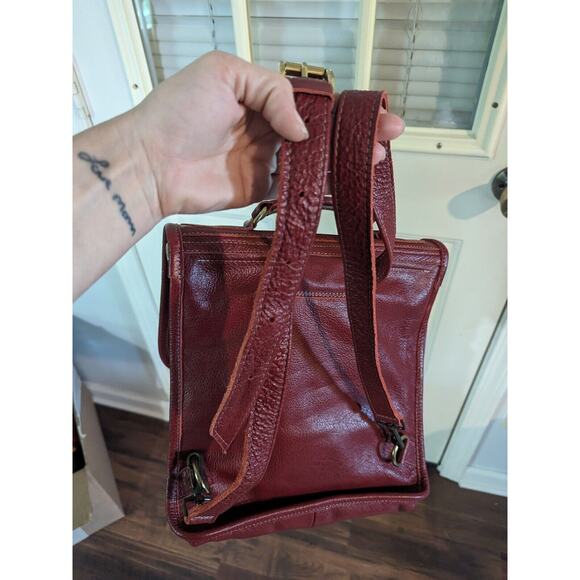 Vintage Amiiet Burgundy Leather Backback Bag Truly Unique 70s - Picture 7 of 8